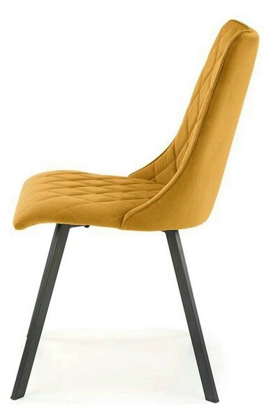 Scaun K450, galben mustar/negru, stofa catifelata/metal, 44x58x85 cm