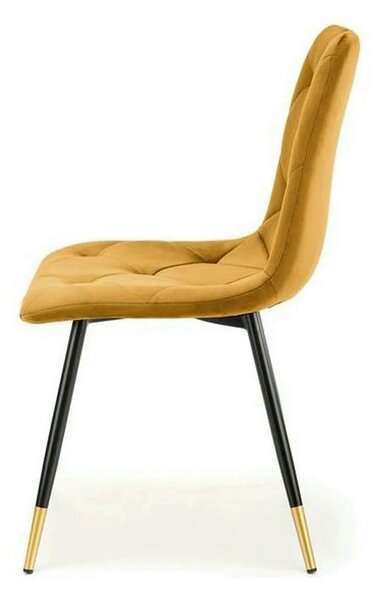 Scaun tapitat K438, galben, stofa catifelata, 45x50x86 cm