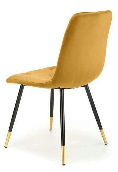 Scaun tapitat K438, galben, stofa catifelata, 45x50x86 cm