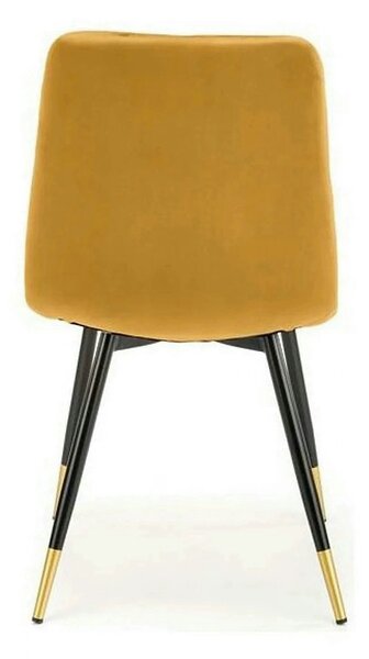 Scaun tapitat K438, galben, stofa catifelata, 45x50x86 cm