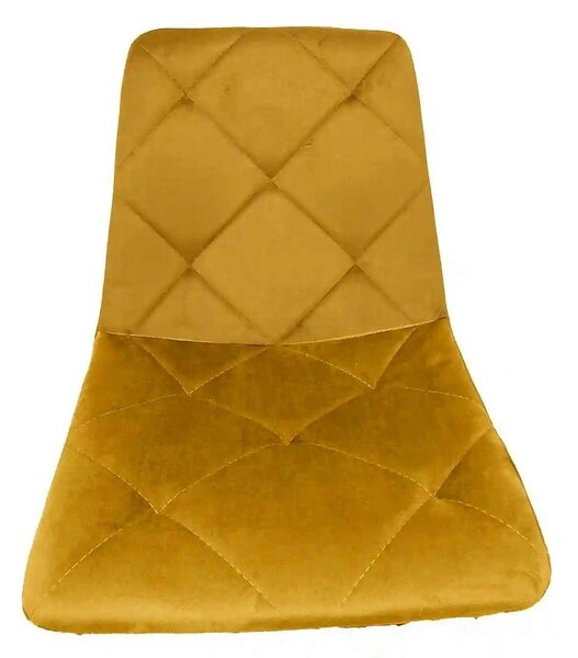 Scaun tapitat K438, galben, stofa catifelata, 45x50x86 cm