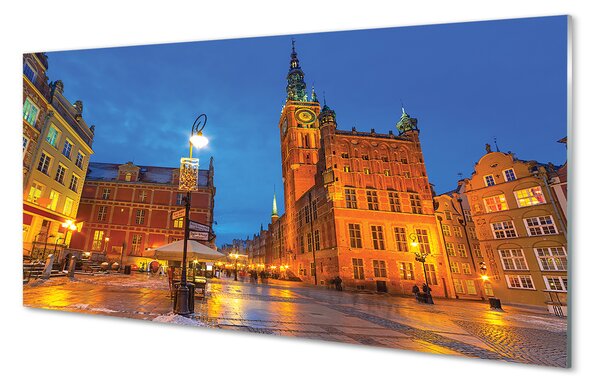Tablouri acrilice Biserica de noapte Gdańsk Old Town