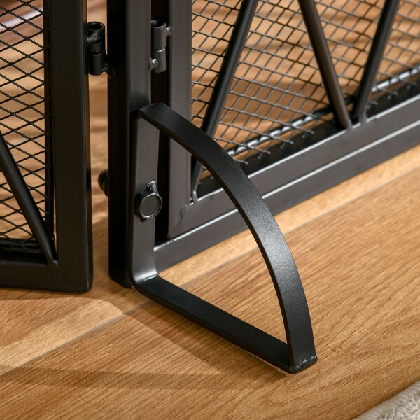 HOMCOM Parascantei Semineu din Metal Protectie pentru semineu cu 3 Panouri Pliabile si 2 Usi, 120x11,5x79cm, Negru | AOSOM RO