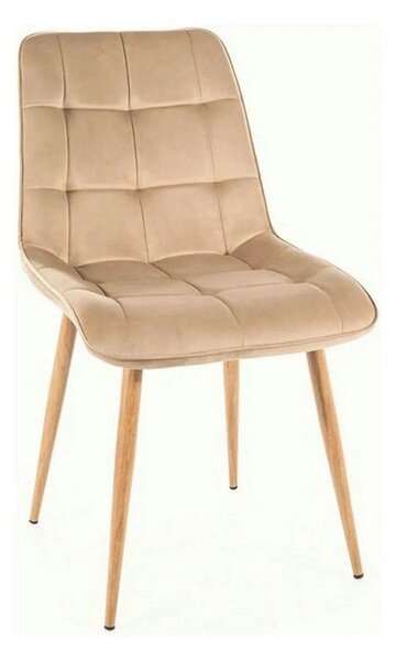 Scaun CHIC D, bej deschis - Bluvel 28, stofa catifelata/metal, 50x58x8