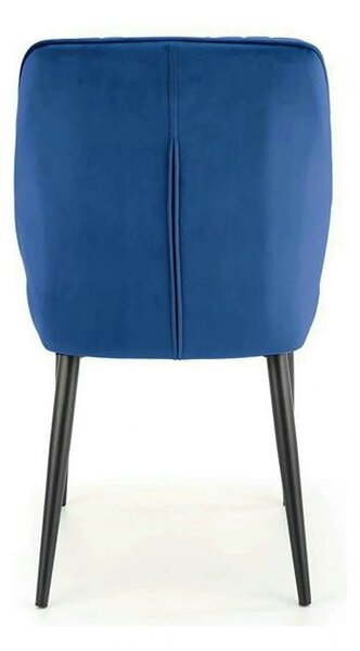 Scaun tapitat K432, albastru, stofa catifelata, 48x57x85 cm