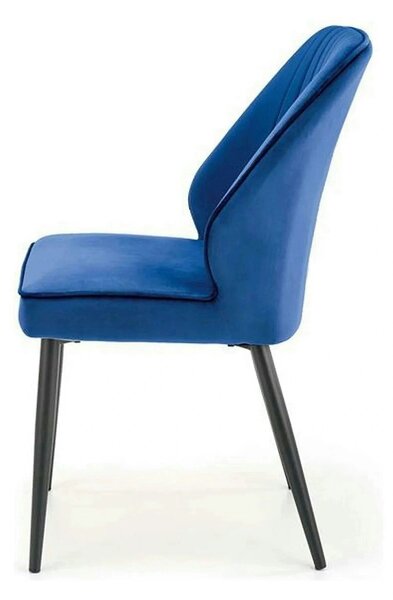 Scaun tapitat K432, albastru, stofa catifelata, 48x57x85 cm