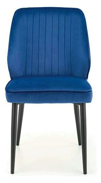 Scaun tapitat K432, albastru, stofa catifelata, 48x57x85 cm