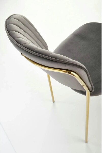 Scaun tapitat K499, gri/auriu, stofa catifelata, 47x56x85 cm