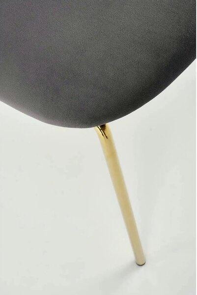 Scaun tapitat K499, gri/auriu, stofa catifelata, 47x56x85 cm