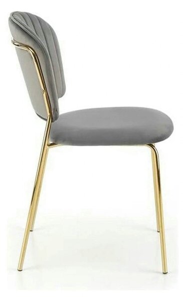Scaun tapitat K499, gri/auriu, stofa catifelata, 47x56x85 cm