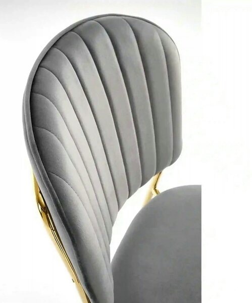 Scaun tapitat K499, gri/auriu, stofa catifelata, 47x56x85 cm