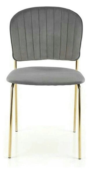 Scaun tapitat K499, gri/auriu, stofa catifelata, 47x56x85 cm