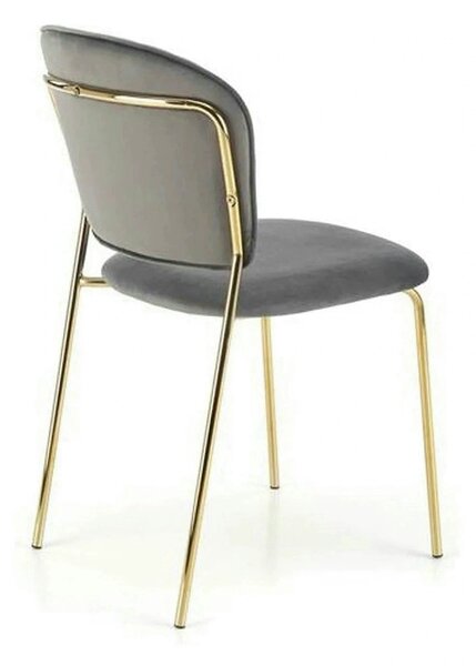 Scaun tapitat K499, gri/auriu, stofa catifelata, 47x56x85 cm