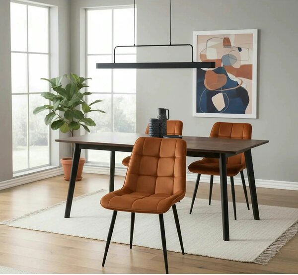 Scaun CHIC, caramiziu/negru, stofa catifelata/metal, 50x58x88 cm