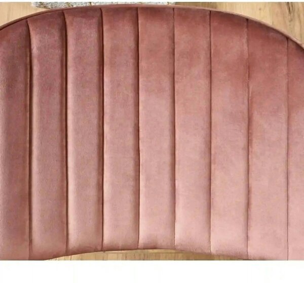Scaun tapitat K499, roz/auriu, stofa catifelata, 47x56x85 cm