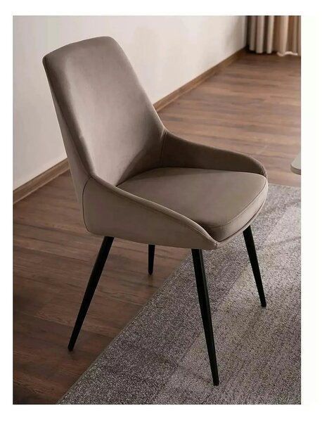 Scaun pentru living COBE, bej/negru, stofa catifelata/metal, 49x43x85
