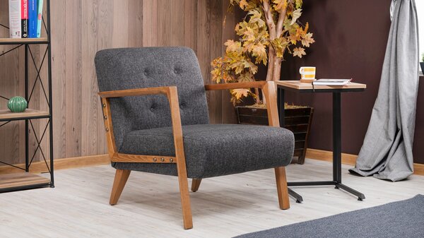Atelier Del Sofa, Fotoliu Yunus gri inchis 69/83/80 cm