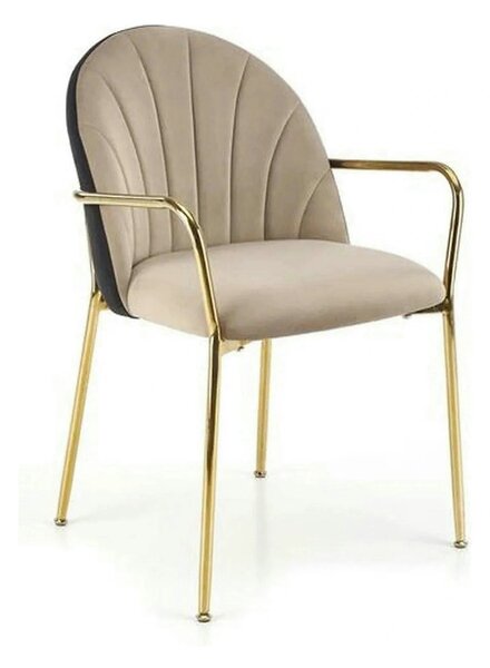 Scaun tapitat K500, bej/auriu, stofa catifelata, 53x57x80 cm