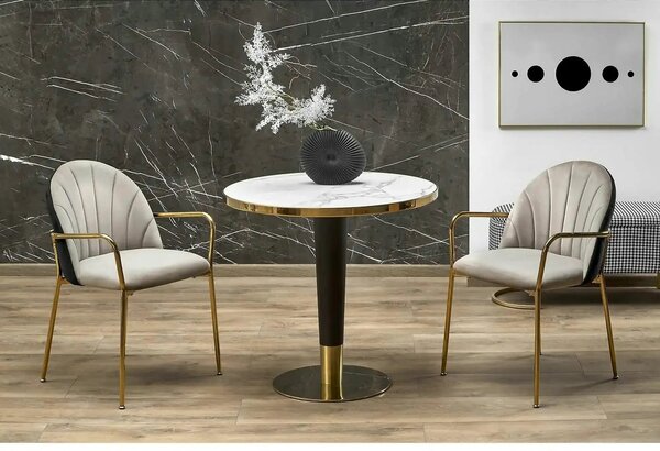 Scaun tapitat K500, bej/auriu, stofa catifelata, 53x57x80 cm