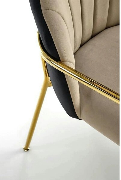Scaun tapitat K500, bej/auriu, stofa catifelata, 53x57x80 cm