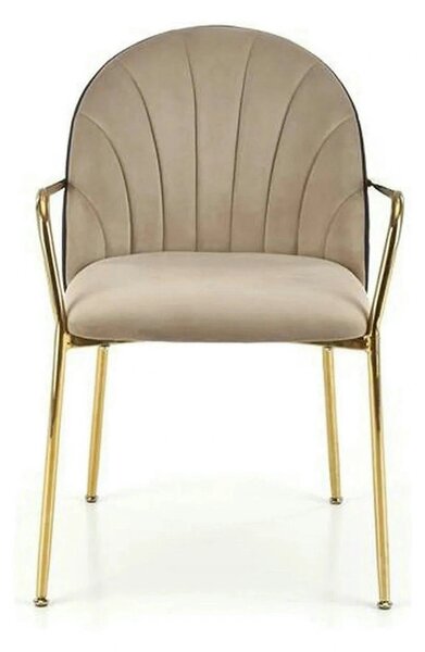 Scaun tapitat K500, bej/auriu, stofa catifelata, 53x57x80 cm