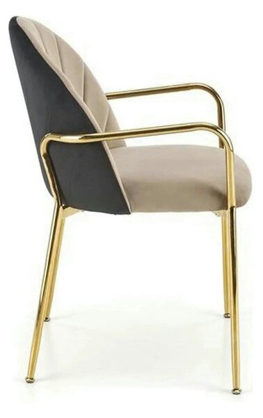 Scaun tapitat K500, bej/auriu, stofa catifelata, 53x57x80 cm
