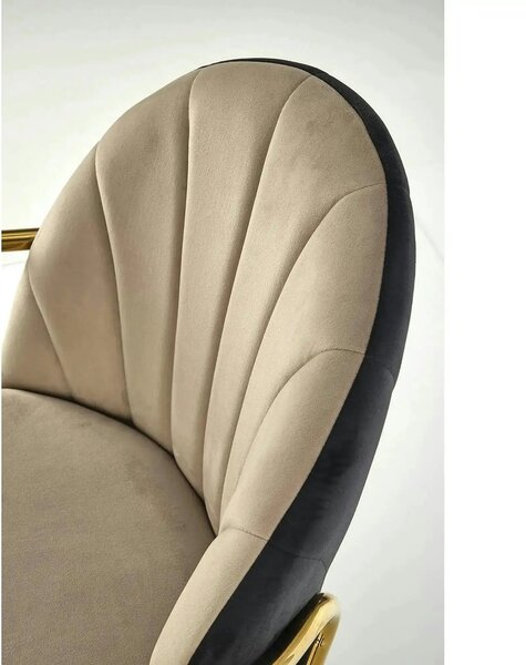 Scaun tapitat K500, bej/auriu, stofa catifelata, 53x57x80 cm
