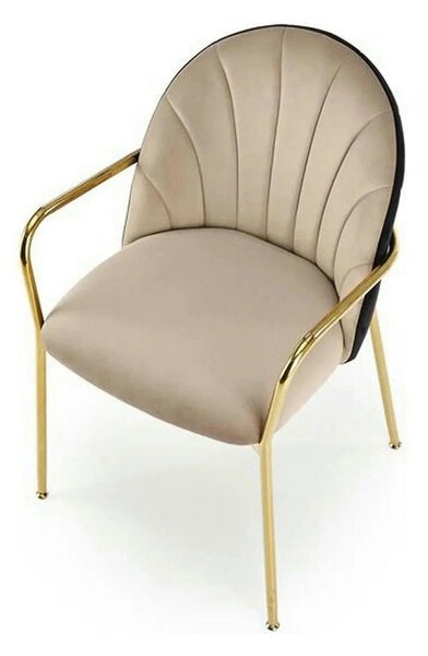 Scaun tapitat K500, bej/auriu, stofa catifelata, 53x57x80 cm