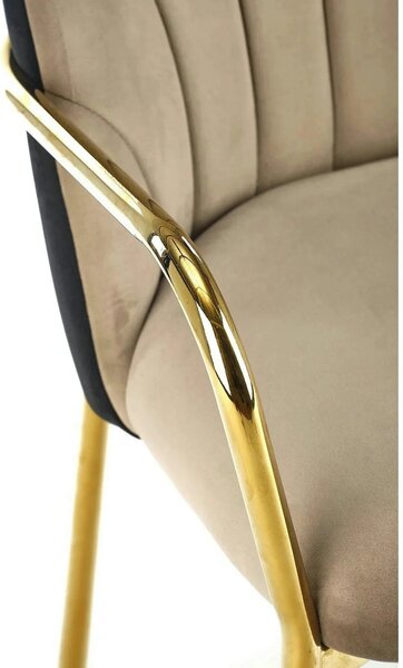 Scaun tapitat K500, bej/auriu, stofa catifelata, 53x57x80 cm