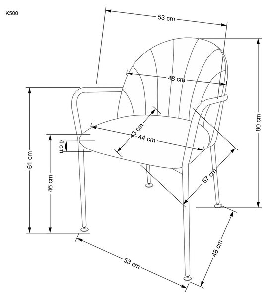 Scaun tapitat K500, bej/auriu, stofa catifelata, 53x57x80 cm