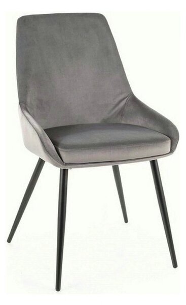 Scaun COBE, stofa catifelata gri/negru, 49x43x85 cm
