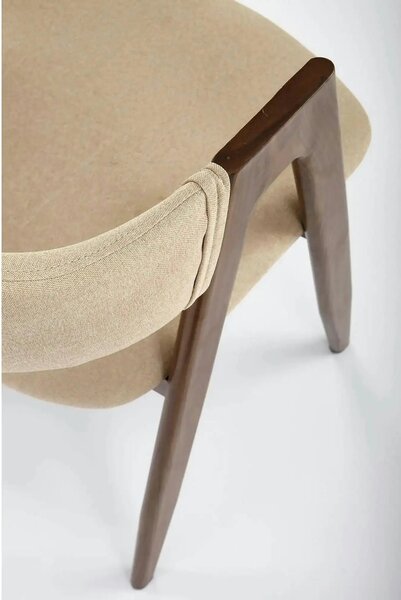 Scaun tapitat modern K344, bej/nuc, stofa clasica/metal, 51x57x82 cm