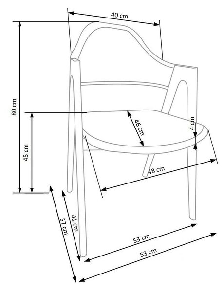 Scaun tapitat modern K344, bej/nuc, stofa clasica/metal, 51x57x82 cm