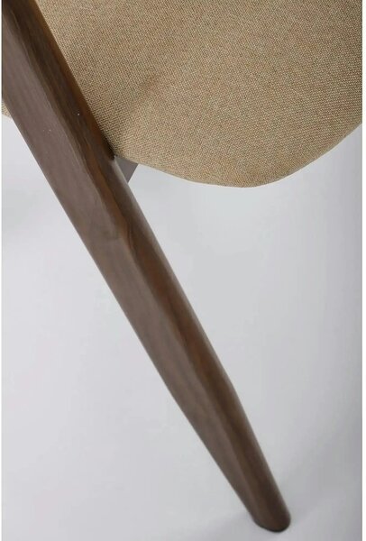 Scaun tapitat modern K344, bej/nuc, stofa clasica/metal, 51x57x82 cm