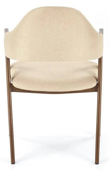 Scaun tapitat modern K344, bej/nuc, stofa clasica/metal, 51x57x82 cm