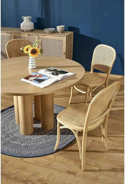 Scaun K502, stejar, ratan natural/lemn, 45x50x89 cm