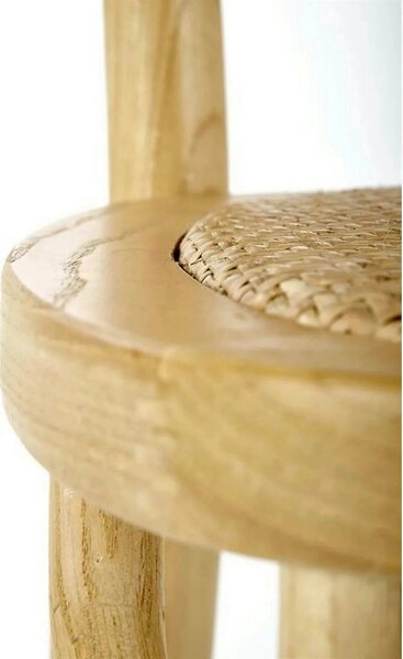 Scaun K502, stejar, ratan natural/lemn, 45x50x89 cm
