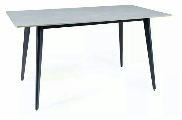 Masa IVY, alb cu efect de marmura/negru, ceramica/metal, 140x80x75 cm