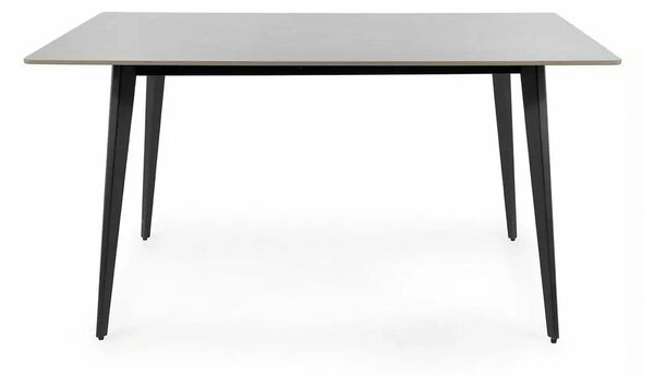 Masa IVY, alb cu efect de marmura/negru, ceramica/metal, 140x80x75 cm