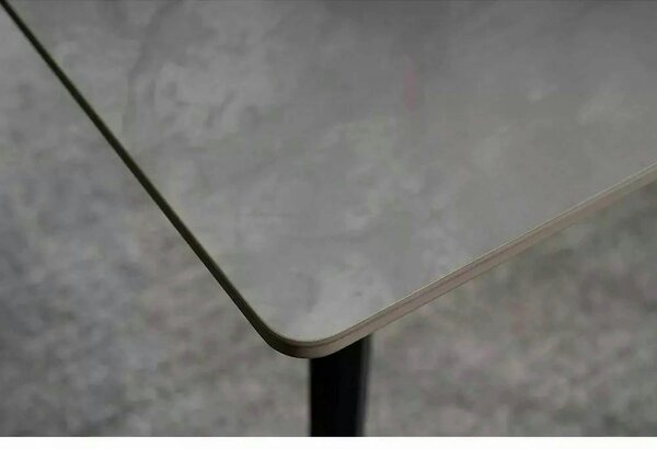 Masa IVY, alb cu efect de marmura/negru, ceramica/metal, 140x80x75 cm