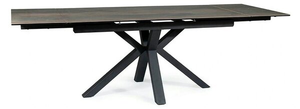 Masa extensibila moderna COLUMBUS CERAMIC, maro/negru mat, sticla secu