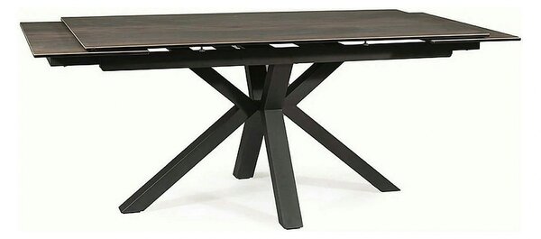 Masa extensibila moderna COLUMBUS CERAMIC, maro/negru mat, sticla secu