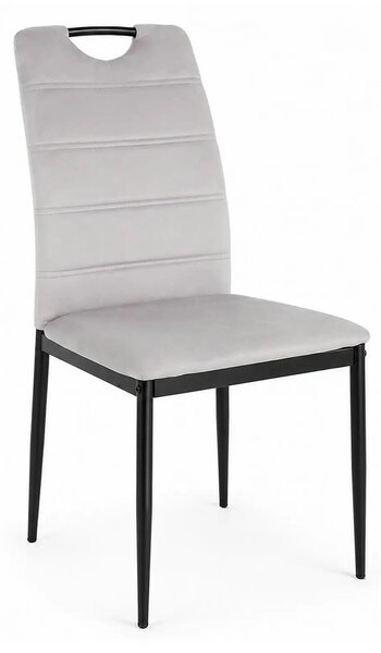 Scaun RIP, gri deschis/negru, stofa catifelata/metal, 44x38x92 cm
