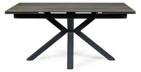 Masa extensibila moderna COLUMBUS CERAMIC, maro/negru mat, sticla secu