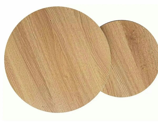 Set 2 masute cafea DION, stejar/negru, PAL laminat/metal