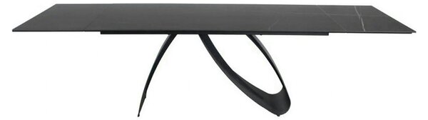 Masa cu blat de sticla/ceramica DIUNA CERAMIC, negru, 160/240x90x76 cm