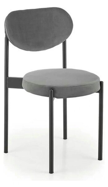 Scaun tapitat K509, gri, stofa catifelata, 42x48x80 cm