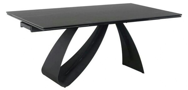 Masa cu blat de sticla/ceramica DIUNA CERAMIC, negru, 160/240x90x76 cm