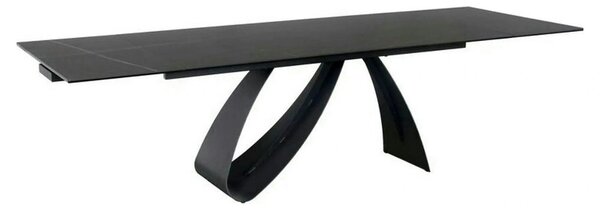 Masa cu blat de sticla/ceramica DIUNA CERAMIC, negru, 160/240x90x76 cm