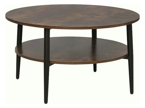 Masuta cafea ELLA A, maro rustic/negru mat, PAL/metal, 80x45 cm